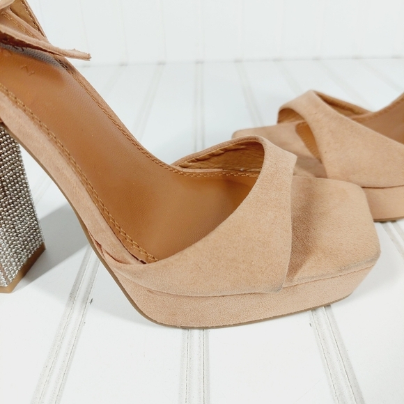 Asos Design Noun Platform Barely There Embellished Heeled Sandals F781 - Picture 9 of 12